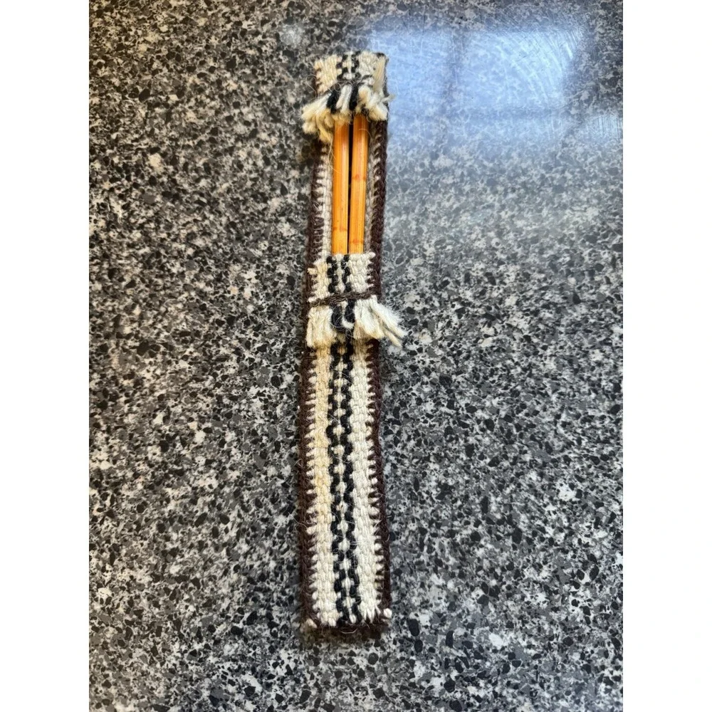 Vintage Handmade‎ Chopsticks With Crocheted Case